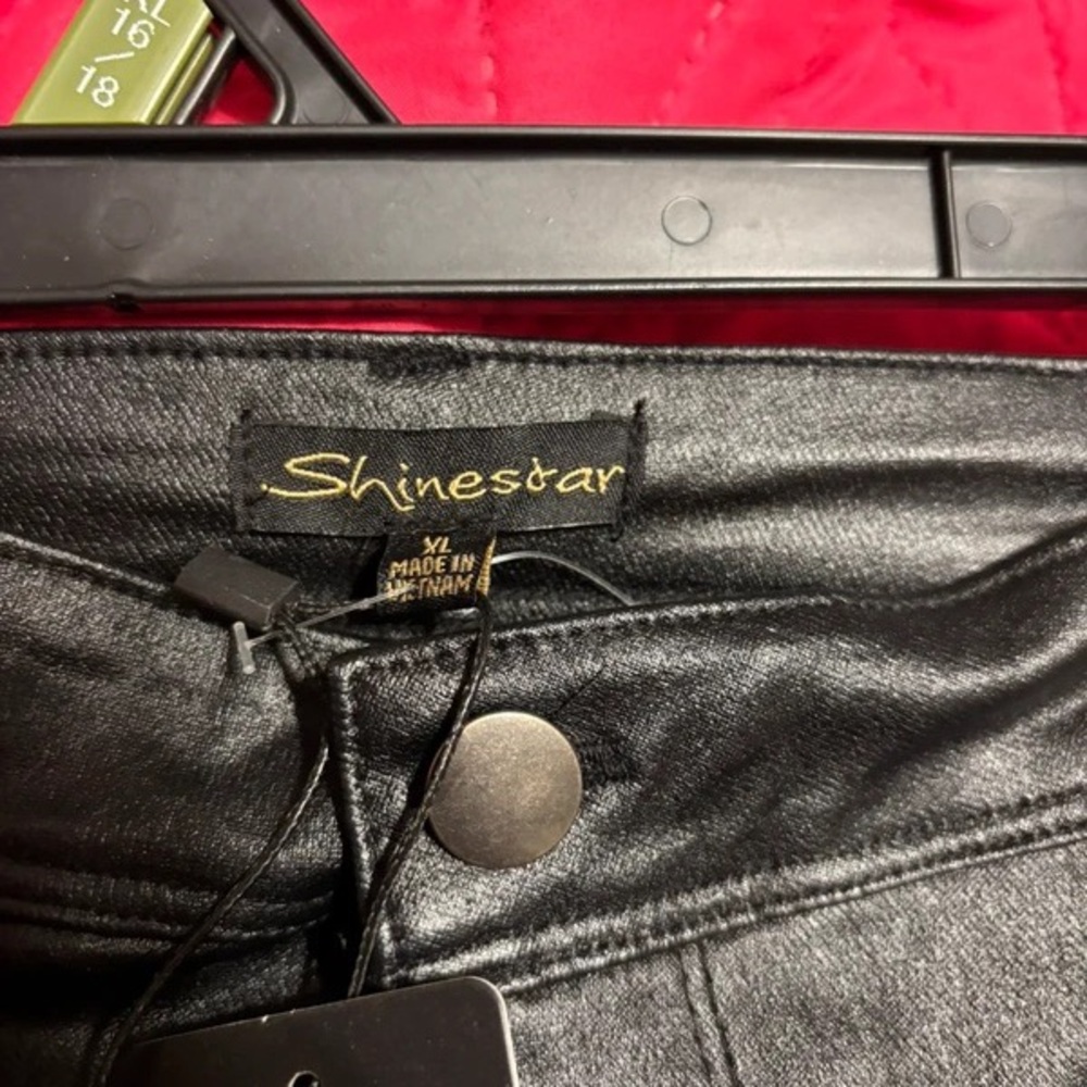 Shinestar Black Faux Leather Skinny Jeans - Picture 3 of 3